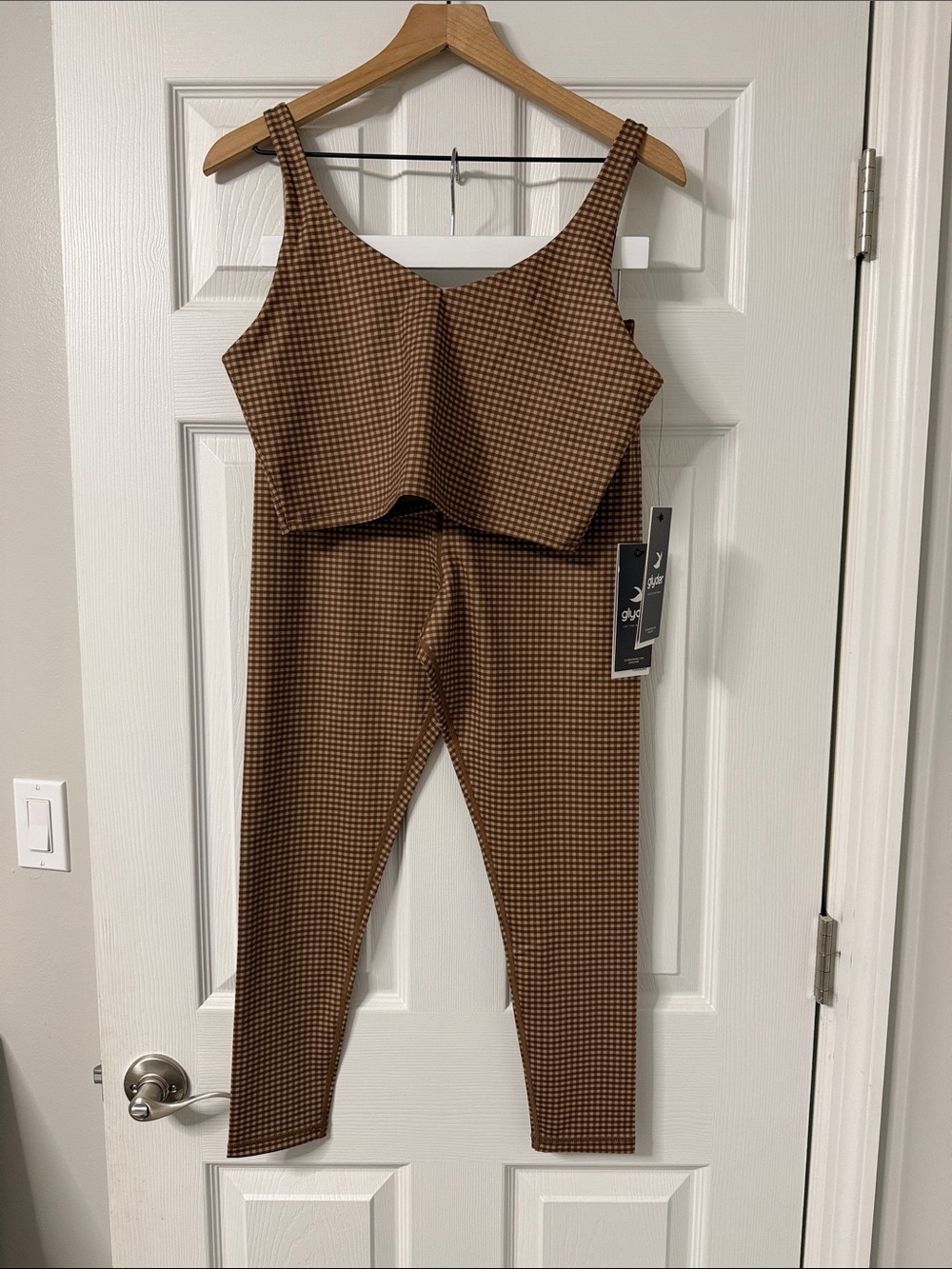 NWT Glyder Brown Houndstooth Tank & Legging Set